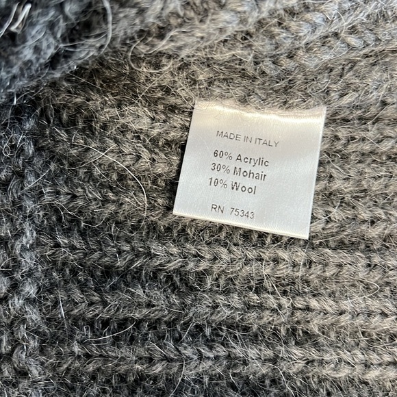 Maryline Made Italy L Gray Wool Mohair Blend Cable Knit Cowl Neck Vest Sweater - Picture 7 of 15